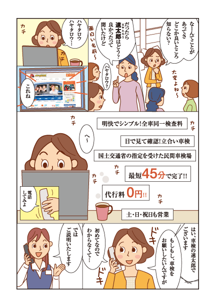 マンガで分かる車検の速太郎